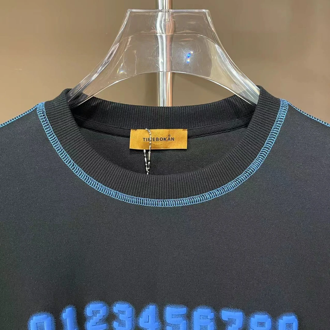 【TIME BOKAN/秋冬质感高定数字设计时尚透气男士卫衣【9386