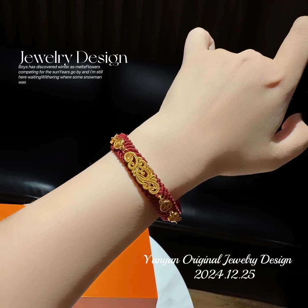 铜合金珐琅手链 新年必备原创手工编织祥云手牌手绳时尚百搭