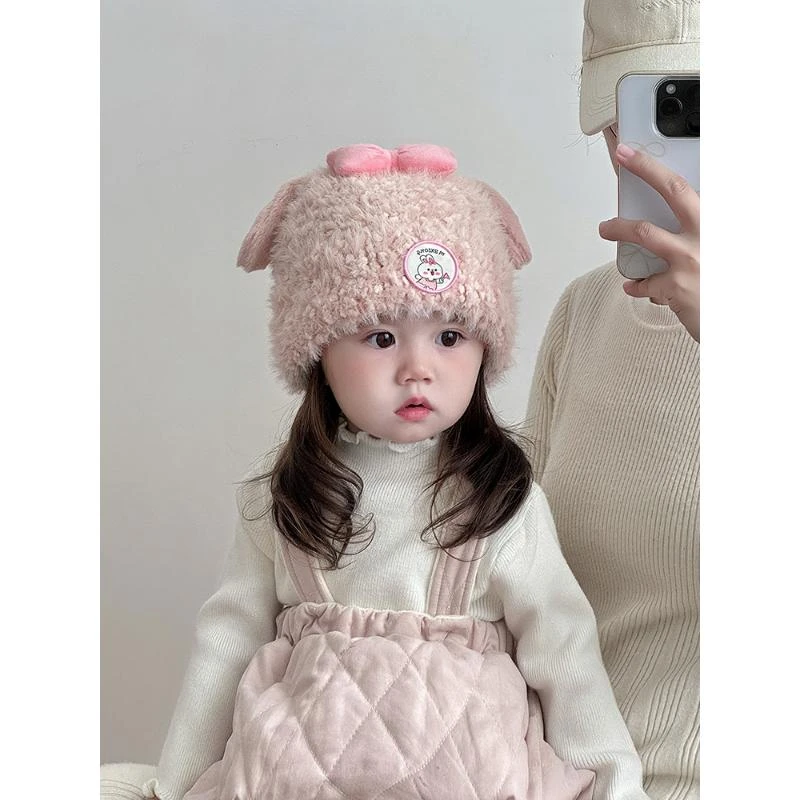 儿童帽子秋冬季保暖加厚套头毛绒帽男女宝宝可爱防风针织毛线帽潮