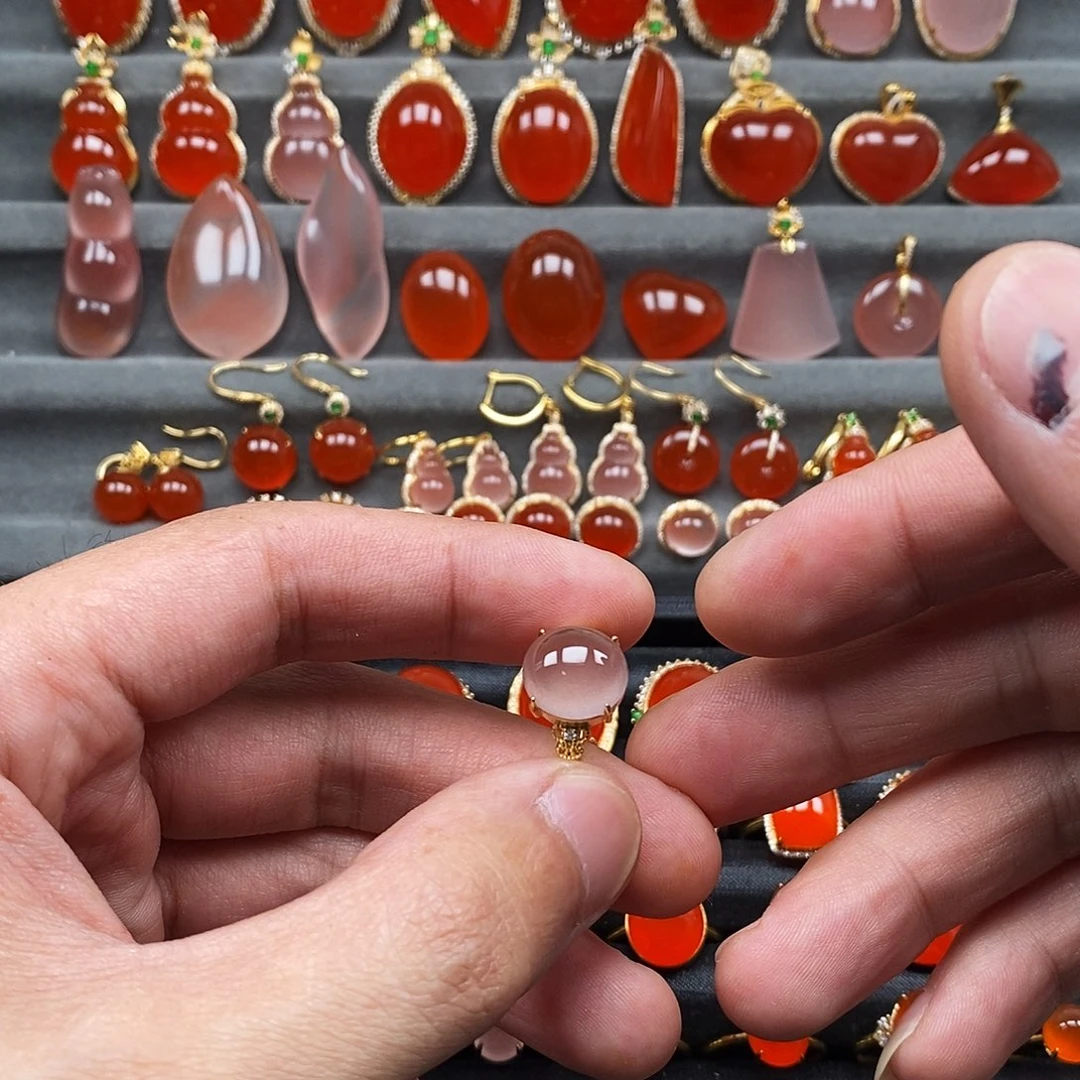 南红玛瑙银S925镶嵌戒指