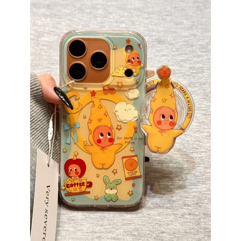 围边蓝色尖帽星星小人磁吸支架适用苹果17promax手机壳16iphone15