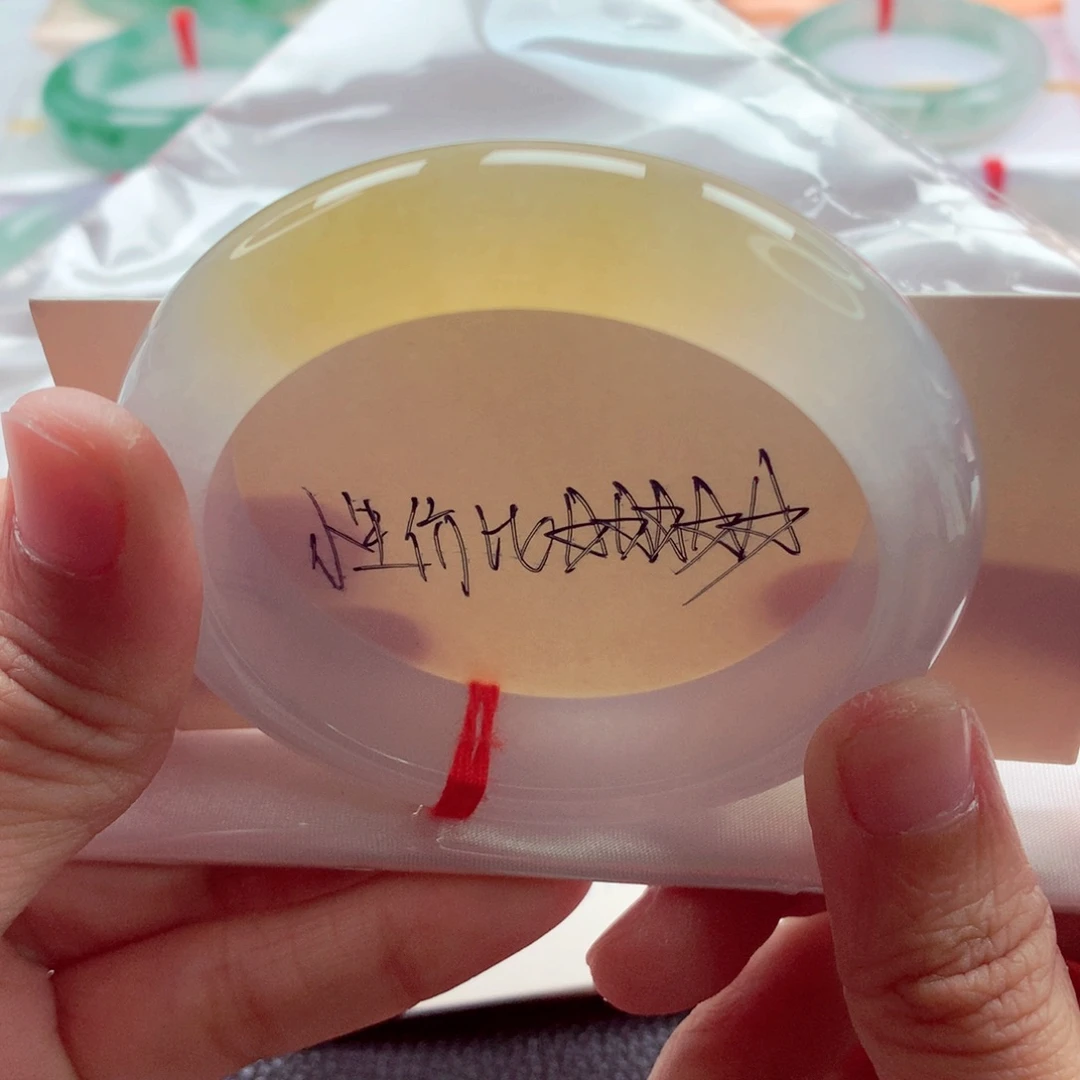 翡翠未镶嵌手镯54冰紫飘黄零毛孔毕业底妆A