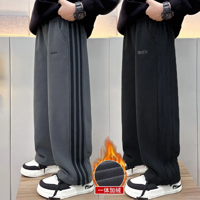 巴拉巴拉卫裤冬季男童加绒裤子中大童一体男孩厚休闲宽松直筒大码