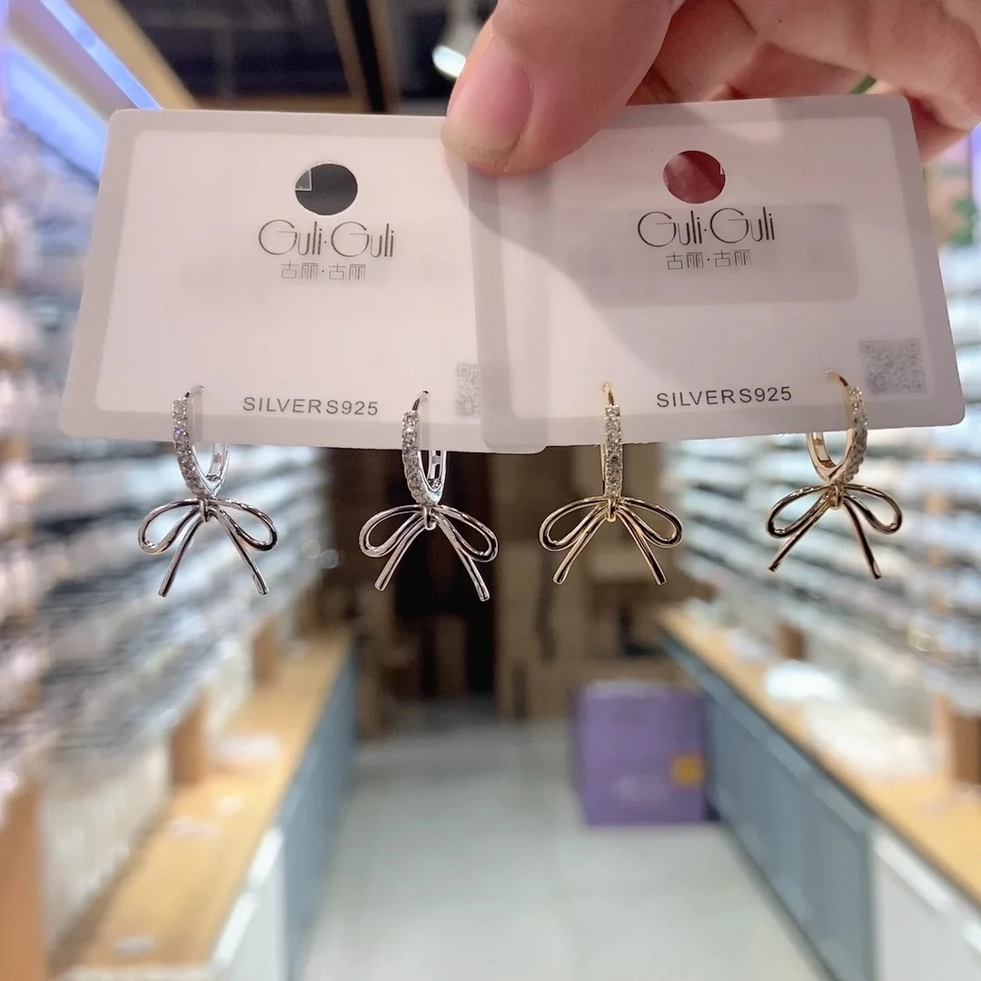 925银耳饰 10975 古丽品牌新款s925纯银蝴蝶结耳环耳扣