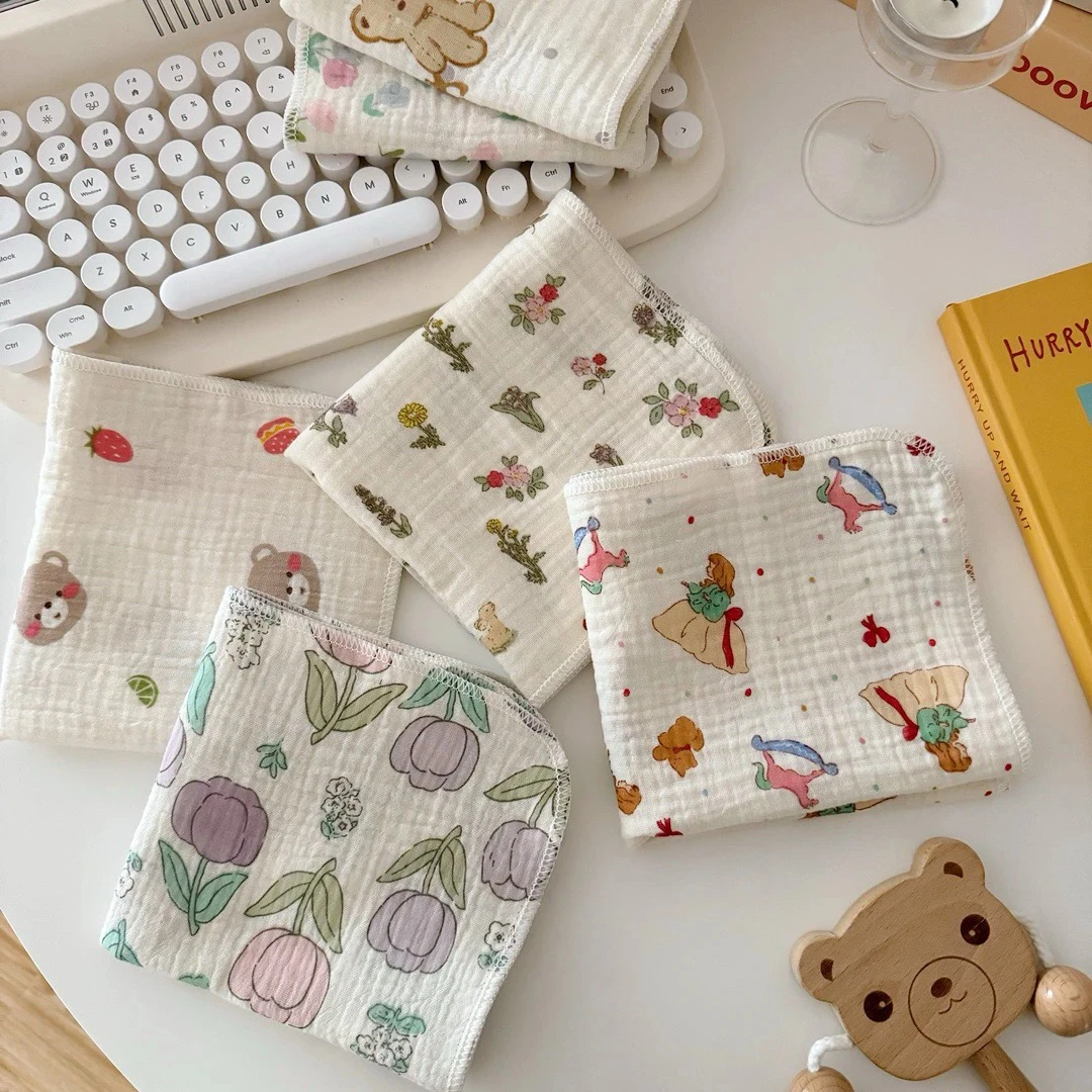 高颜值ins风幼儿园手帕洗脸小方巾毛巾多功能小毛巾四层棉纱啊类