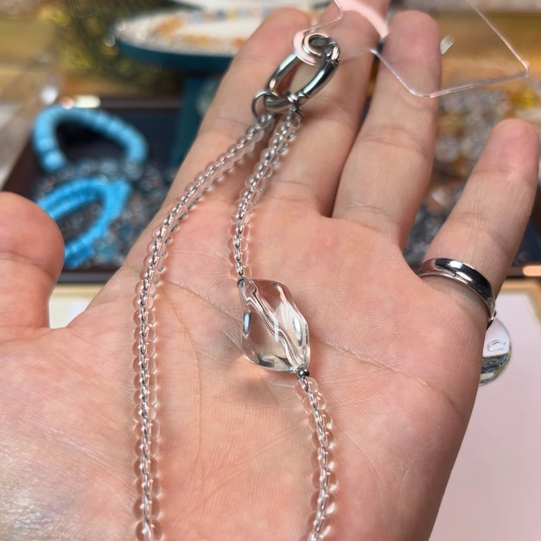 【闪购商品】烟晶手链足银镶嵌冰块手机挂