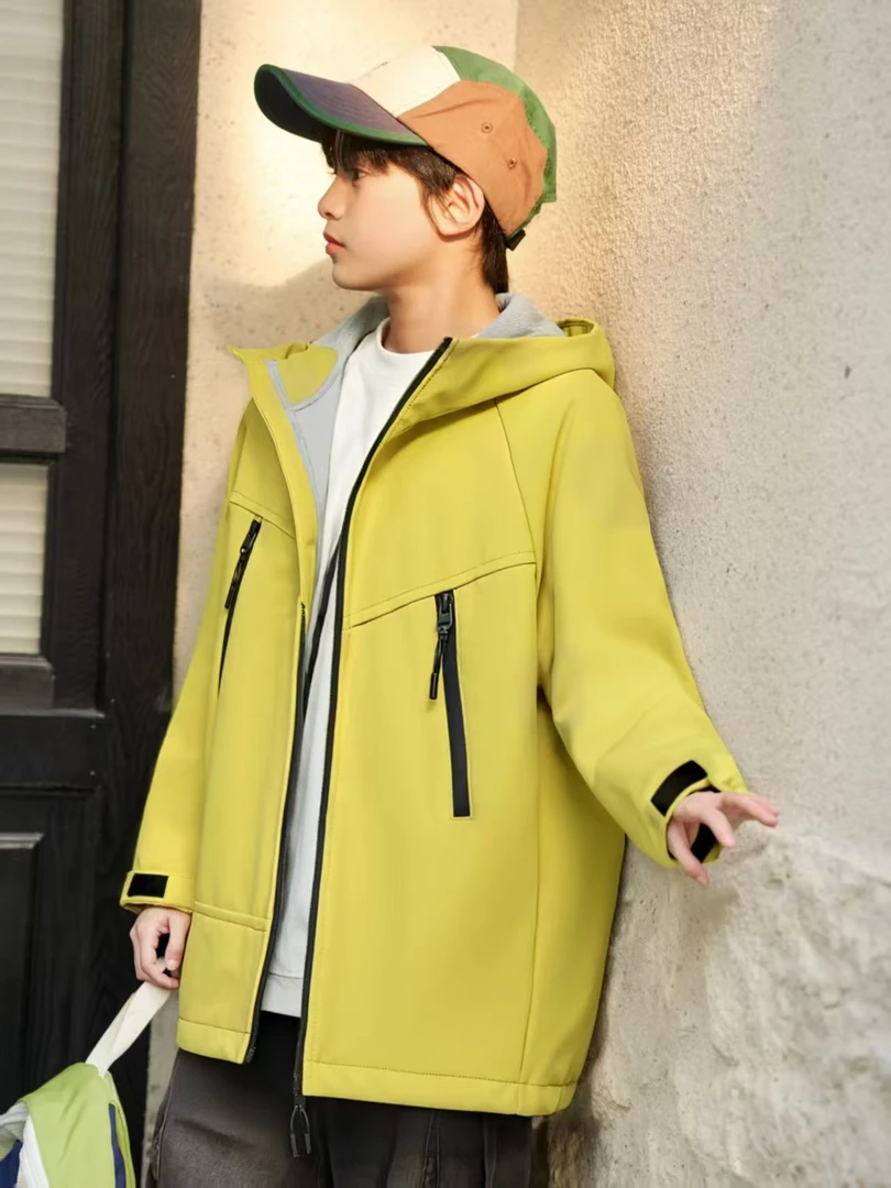 （机能防风防水加绒小软壳）中大童户外冬冲锋衣男女加厚N-100260