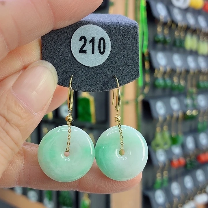 翡翠18K金镶嵌耳饰