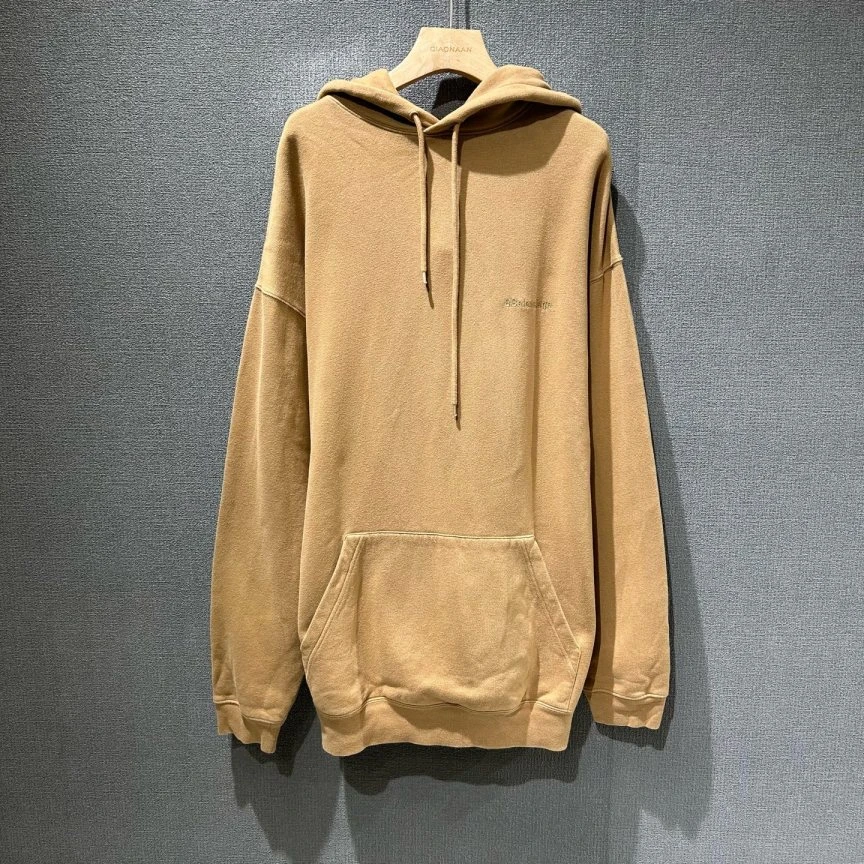 99新 Balenciaga/巴黎世家 (pm)刺绣小logo帽衫卫衣 xs码/0592