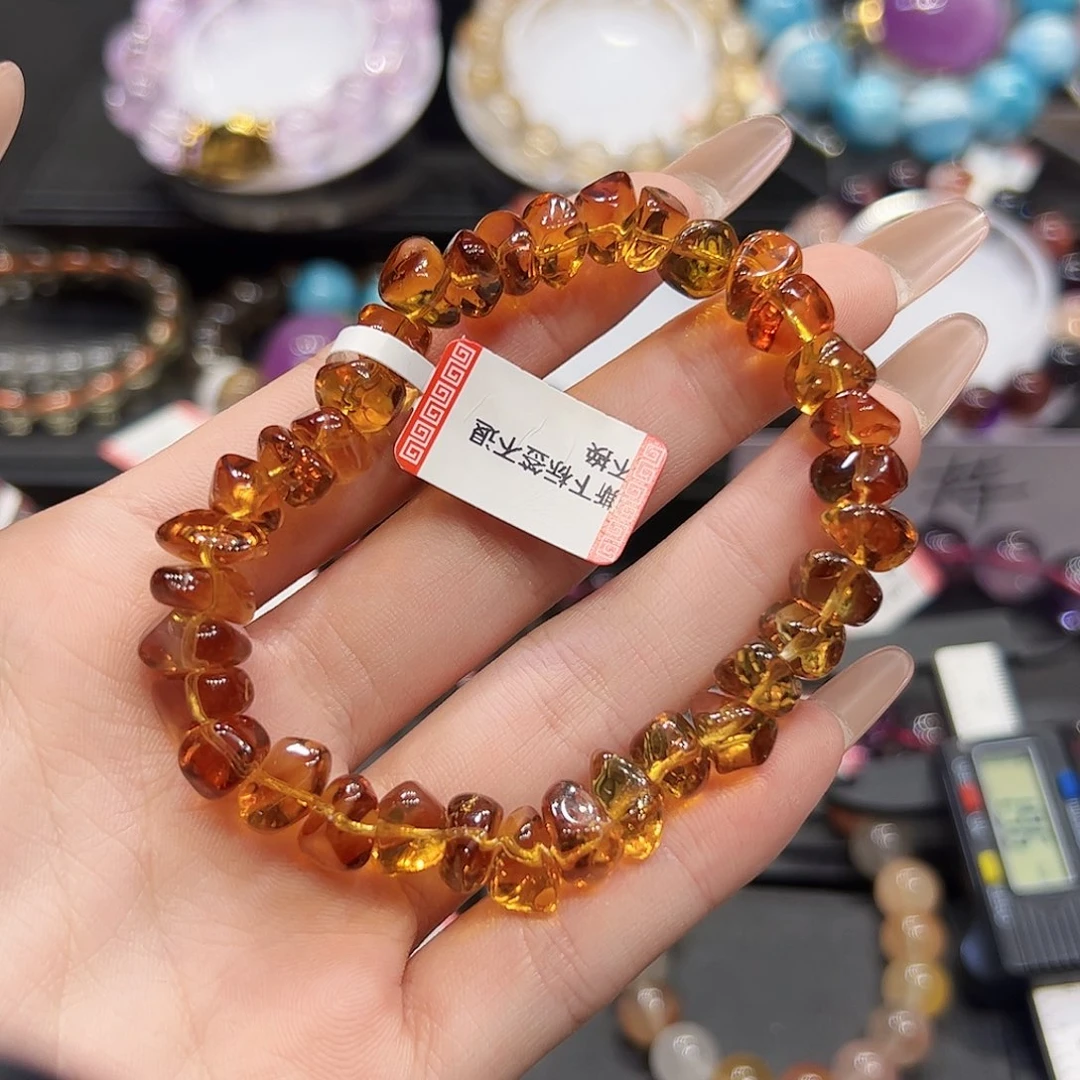 卖***仔手链水晶未镶嵌sg14金红料黄水晶