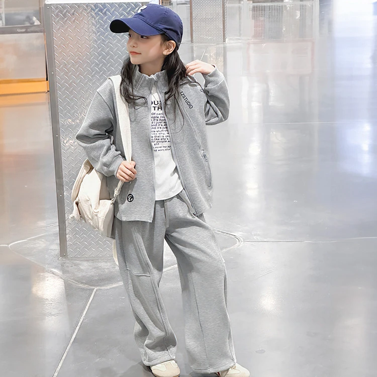 小女孩套装2025春秋新款洋气中大童韩版宽松运动服儿童时髦套装