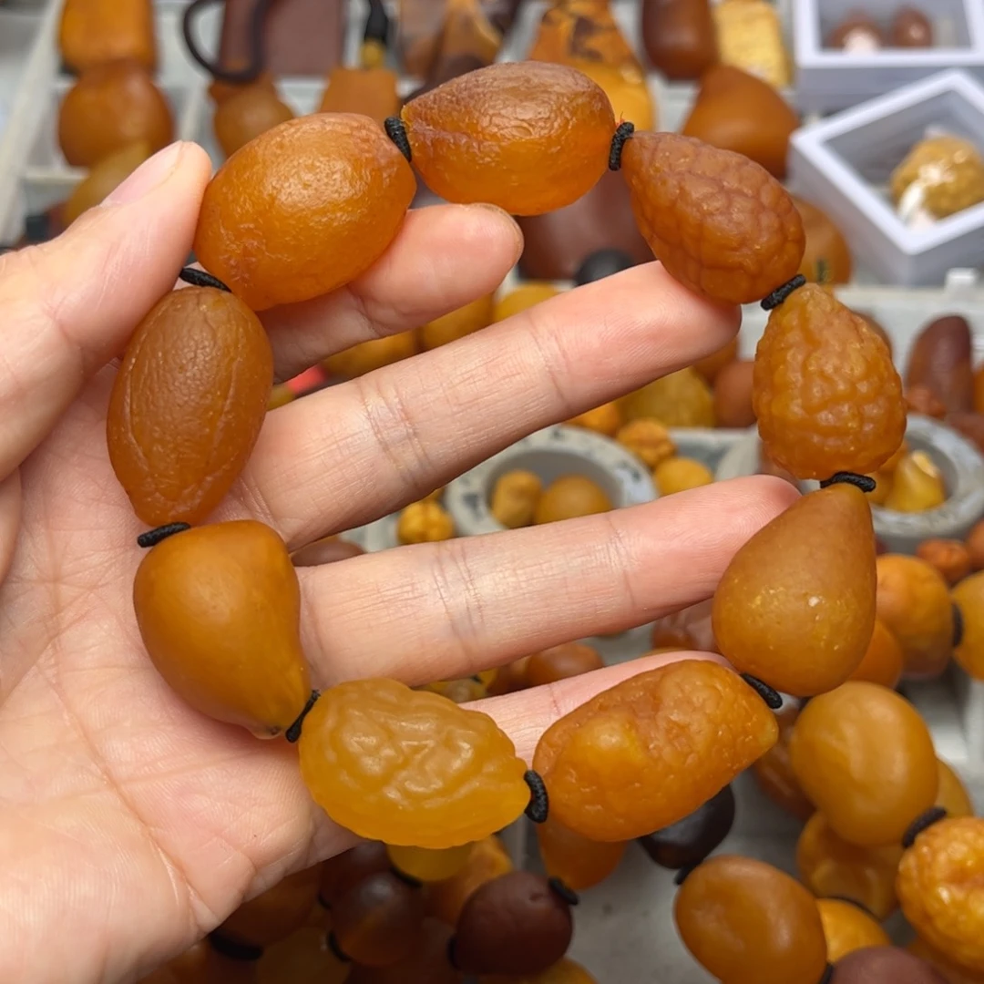 琥珀裸石未镶嵌天然蜜蜡手串