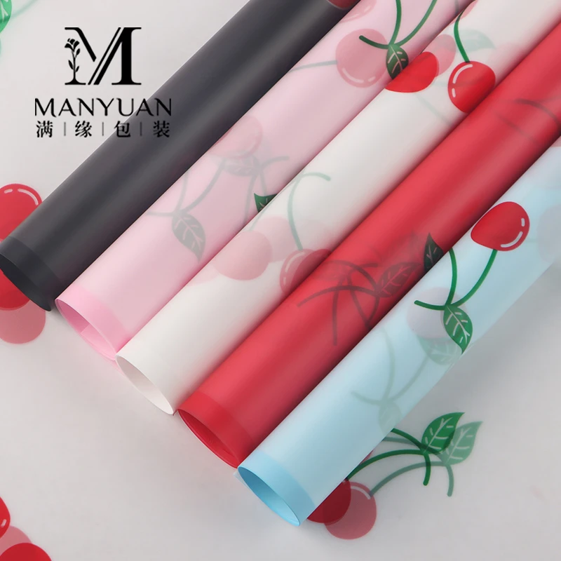 新款樱桃鲜花包装纸花束包装纸半透明手工diy防水材料花艺包花纸