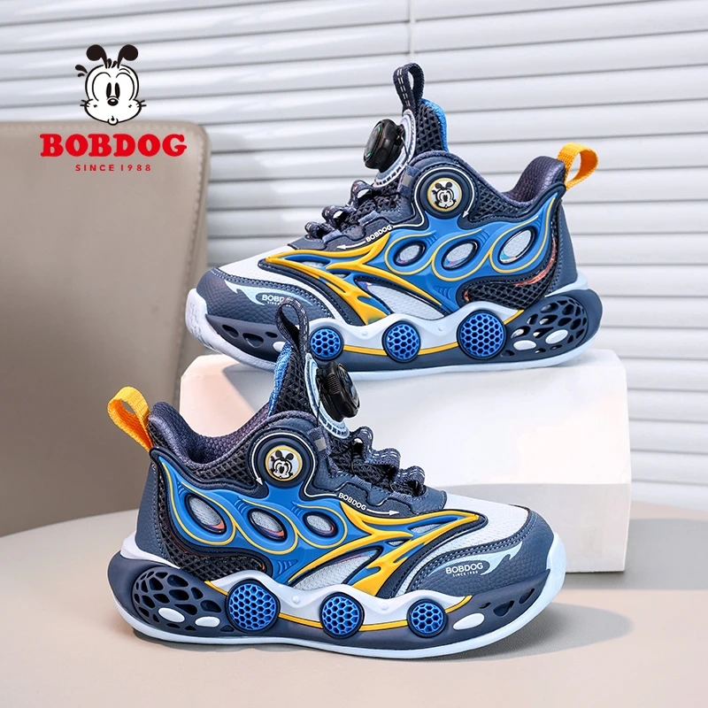 巴布豆童鞋男童运动鞋2025春秋新款皮面防水中大童男孩儿童跑步鞋