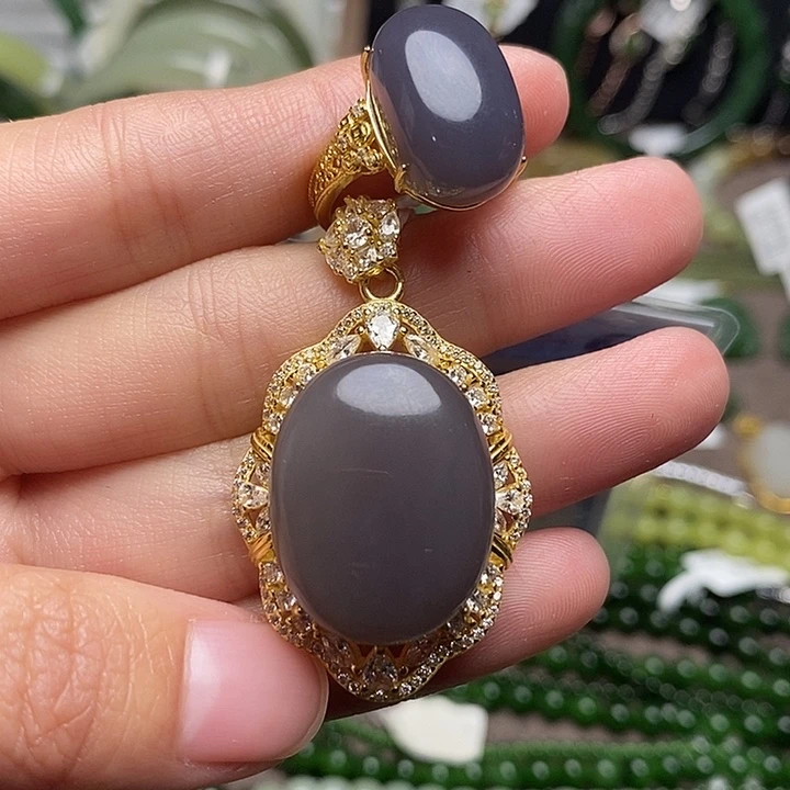 和田玉银S925镶嵌颈饰