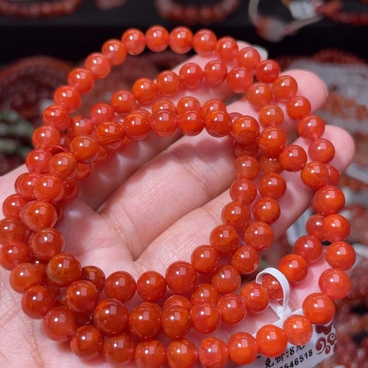 南红玛瑙未镶嵌火焰纹多圈6+6518