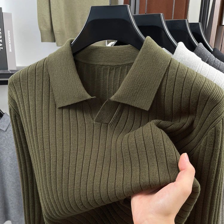 【不变形】男士秋冬款新款纯棉海鸥领针织衫长袖加厚休闲中青年毛衣