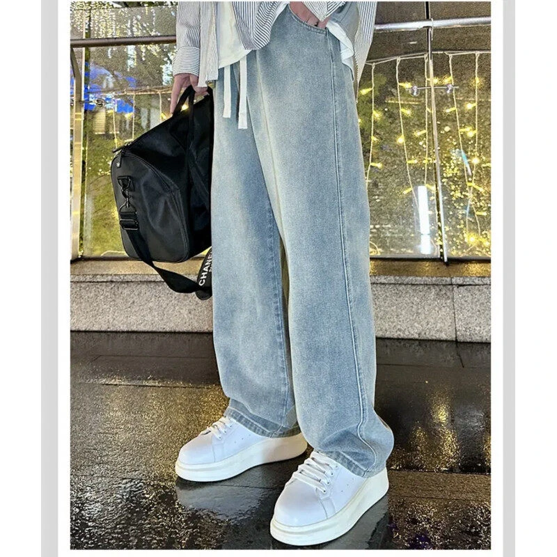 【时尚百搭】夏季薄牛仔裤男女款休闲百搭宽松浅色复古垂感直筒裤男