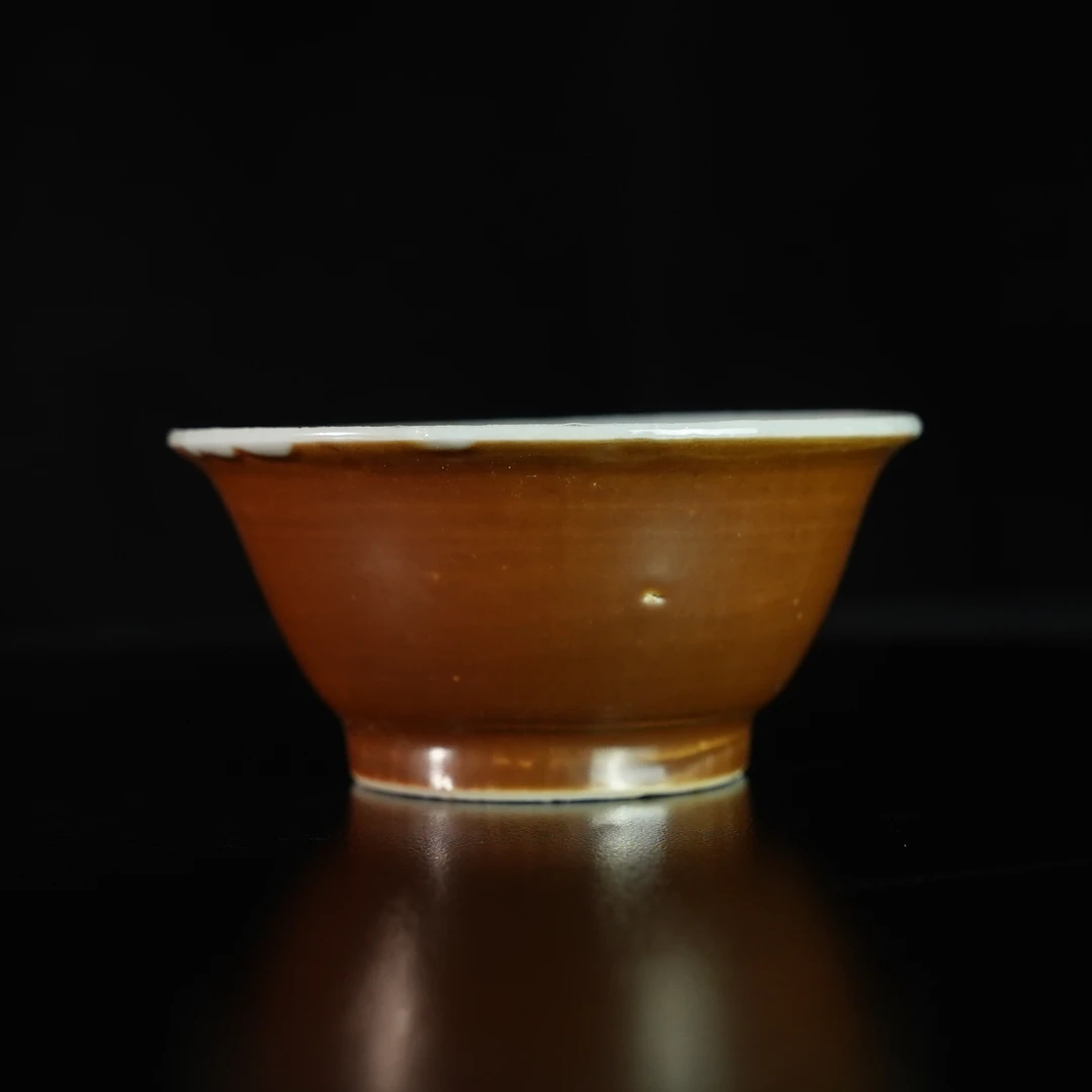 LABC250418071【十竹斋】清康熙紫金釉一束莲青花杯