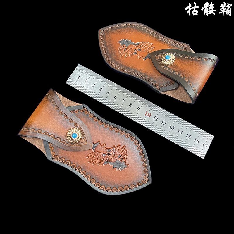 新款手工制作精选一级牛皮材质通用折刀刀鞘腰带挂件设计携带便捷