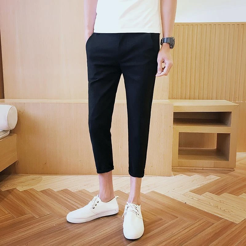 GPTSu八分裤薄款弹力修身小脚裤休闲九分裤韩版百搭男士小西裤潮