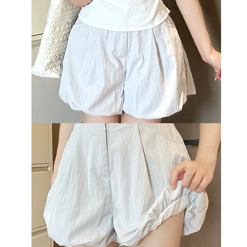 2025新款白色花苞短裤女外穿夏季薄款小个子休闲灯笼蓬蓬半身裙裤