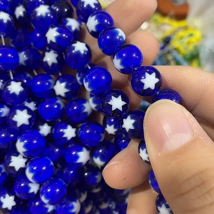 玛瑙/玉髓合金珠宝半成品2条10mm星星款圆珠