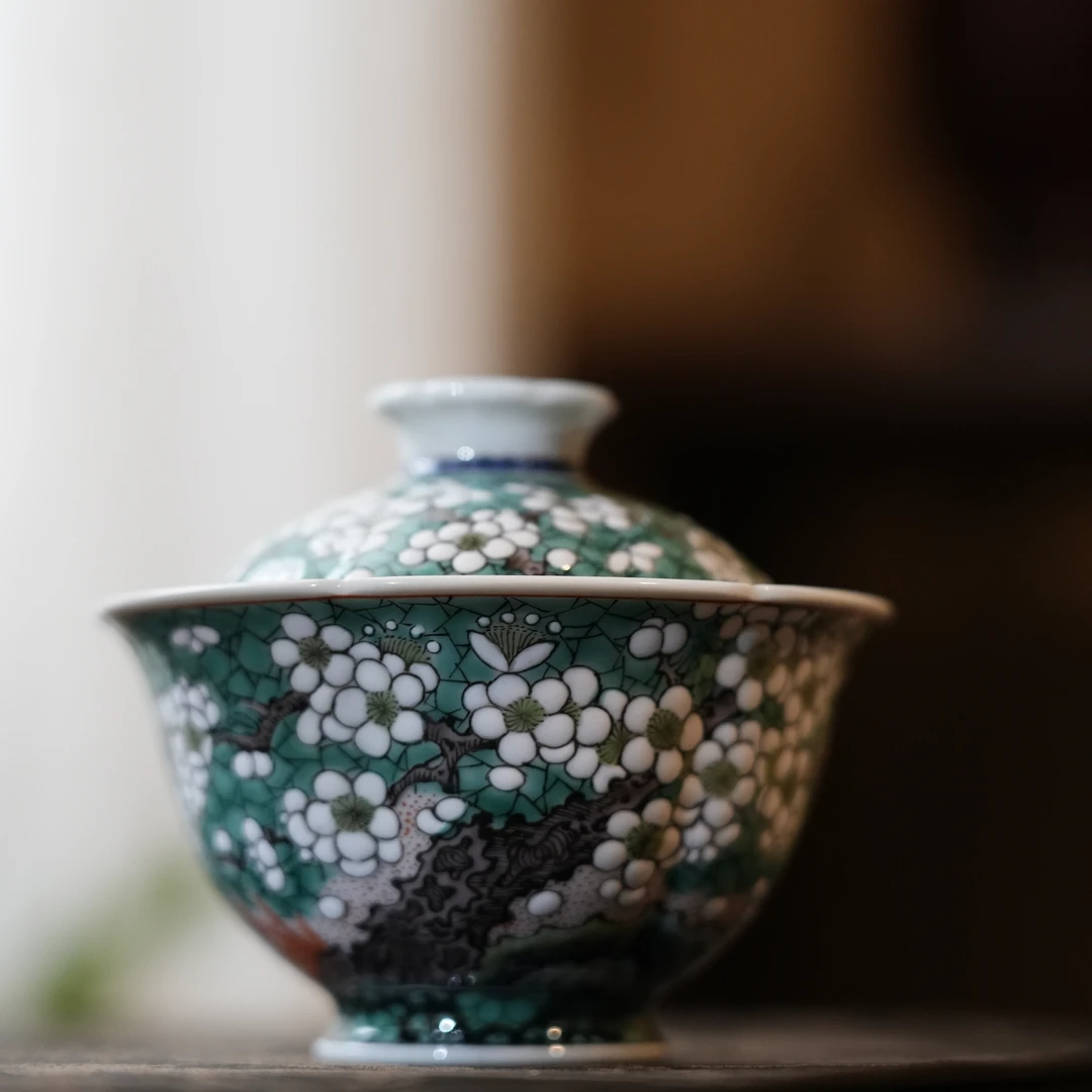 【雲梦】古阅和风-白梅葵口盖碗（GYHF00065）