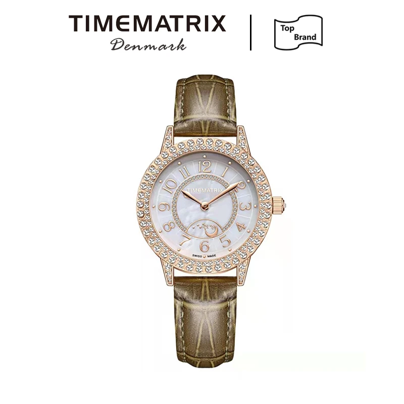 TIMEMATRIX女士时尚百搭气质石英腕表-TMX663棕白