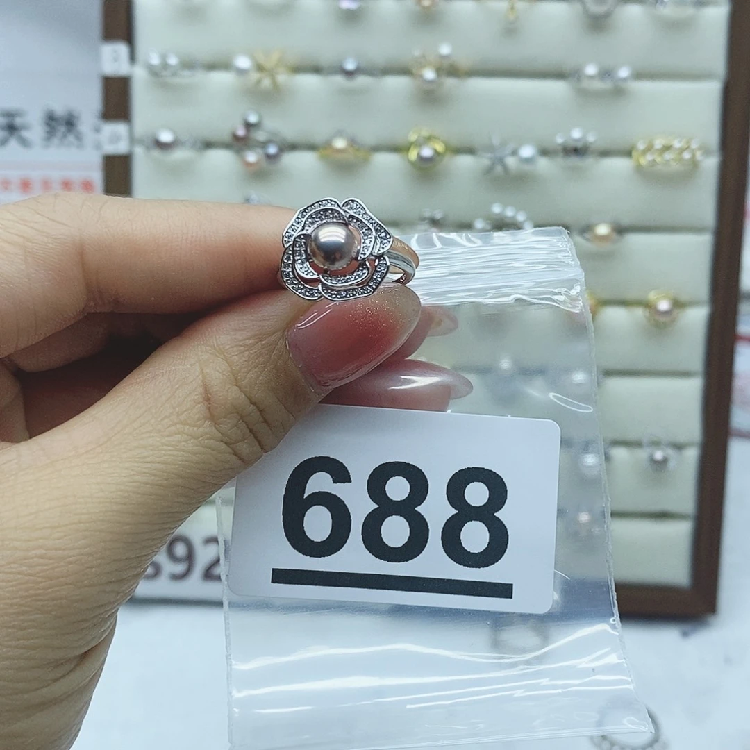 淡水珍珠戒指银S925镶嵌688
