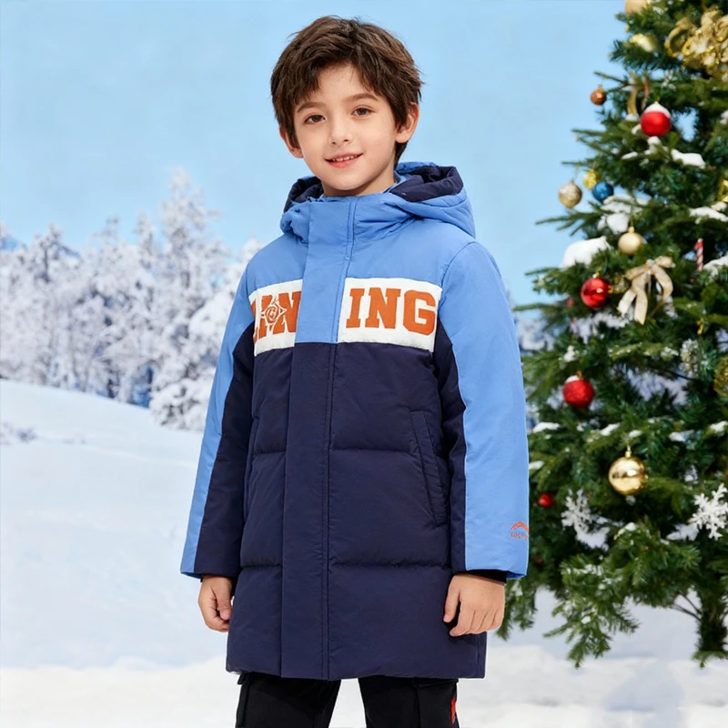 李宁羽绒服男童运动生活系列舒适保暖常规中长羽绒服YYMT065--B品
