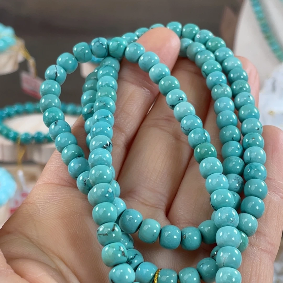 绿松石未镶嵌套链6mm高瓷老型108