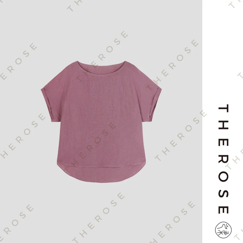 之柔【玫瑰清晨 上衣】日本进口近江晒舒适透气圆领女士休闲百搭T恤