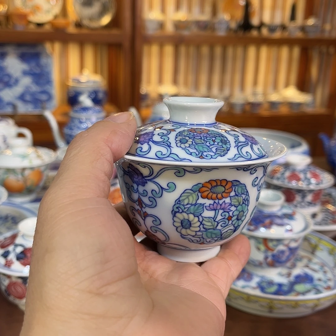 錡镇堂手工手绘盖碗
