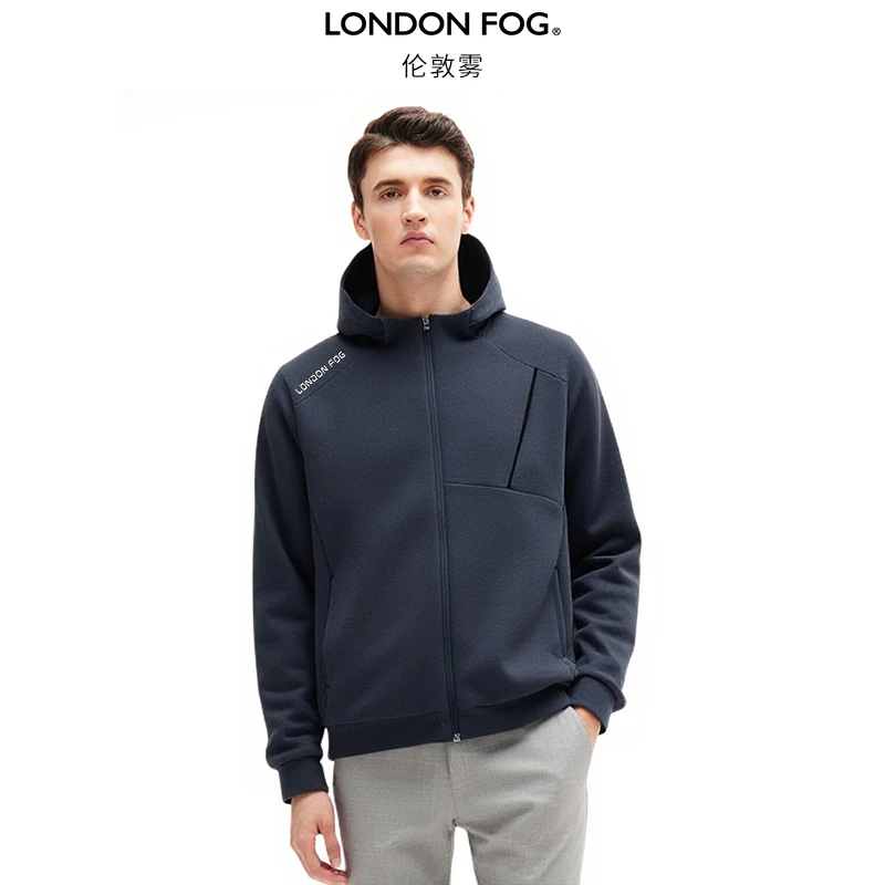 LONDON FOG/伦敦雾男士秋冬柔软舒适休闲透气连帽保暖防风卫衣