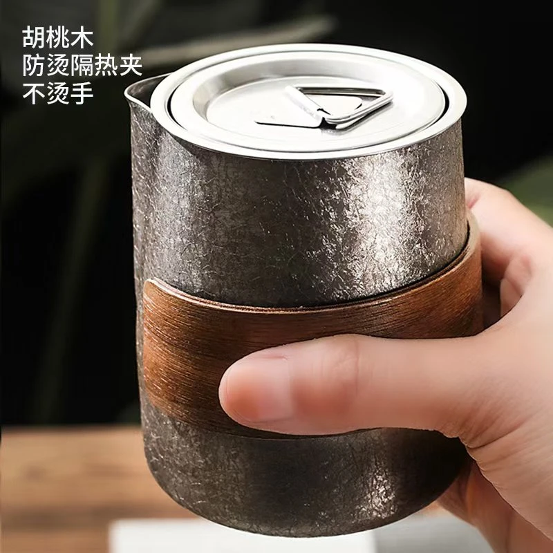 冰花结晶双层便携式旅行茶具套装户外露营隔热野外带茶漏过滤