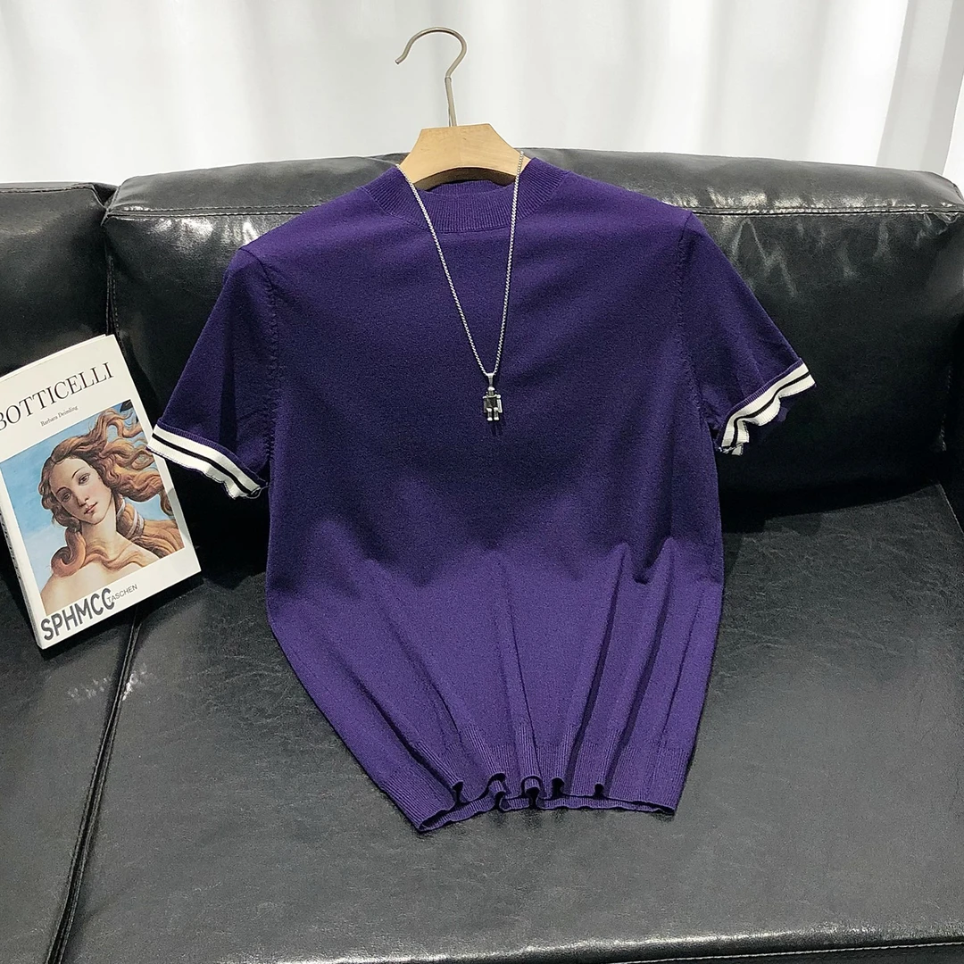 梦泡官方2025年夏季新款冰丝透气短袖针织假男男士薄款针织开衫