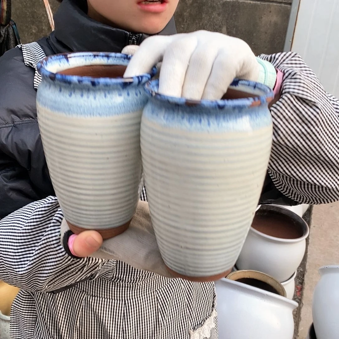紫砂花盆瑕疵口11高17