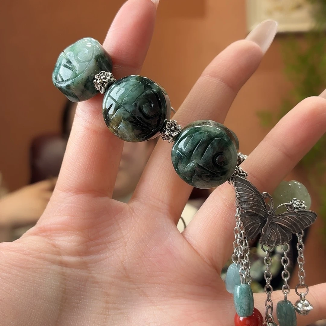 翡翠未镶嵌耳饰手串