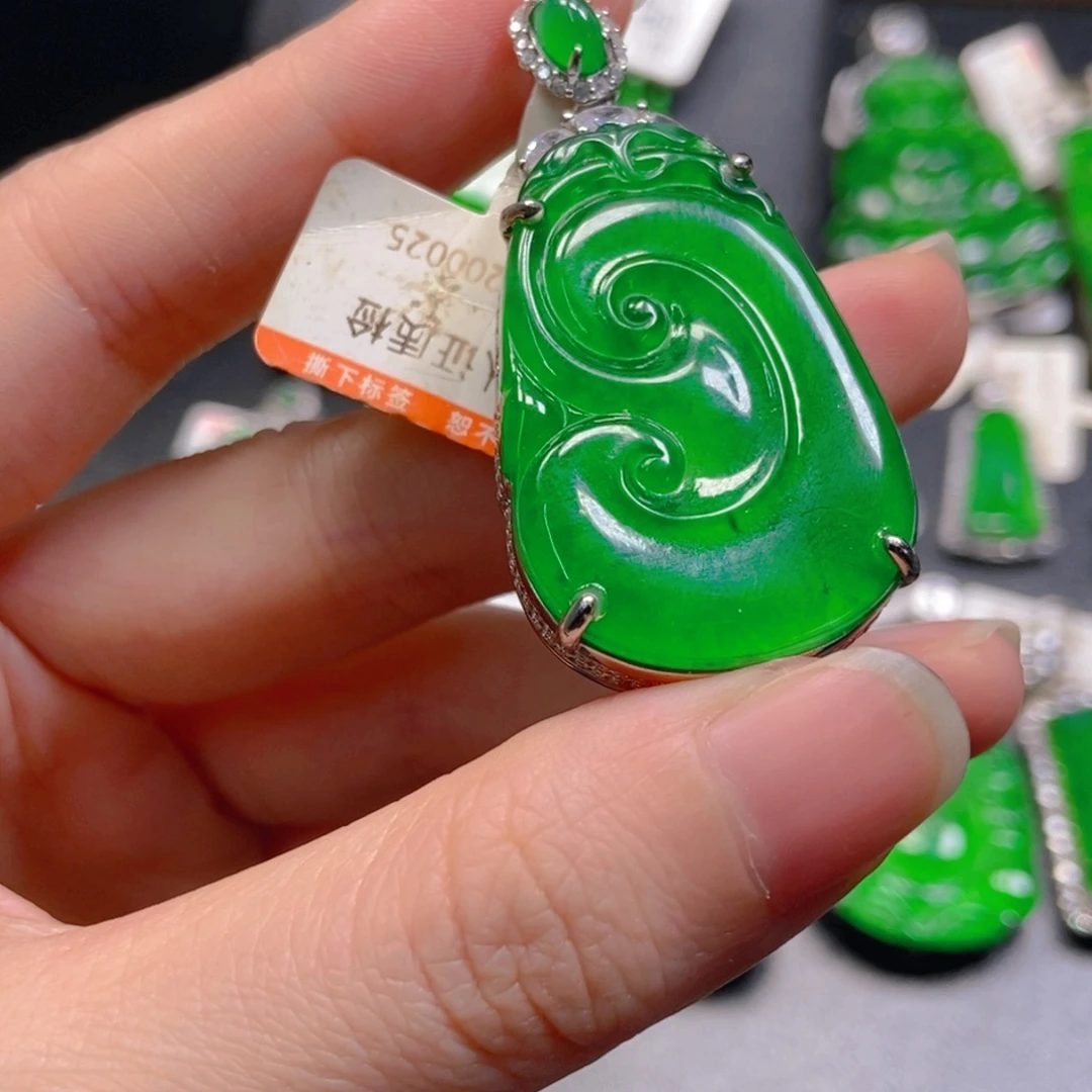 翡翠银S925镶嵌吊坠(不含链)