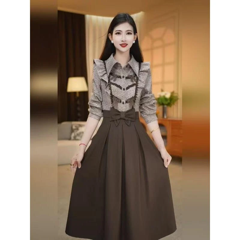 2025年新款时尚贵夫人气质连衣裙遮肚收腰显瘦气质韵味裙子连衣裙