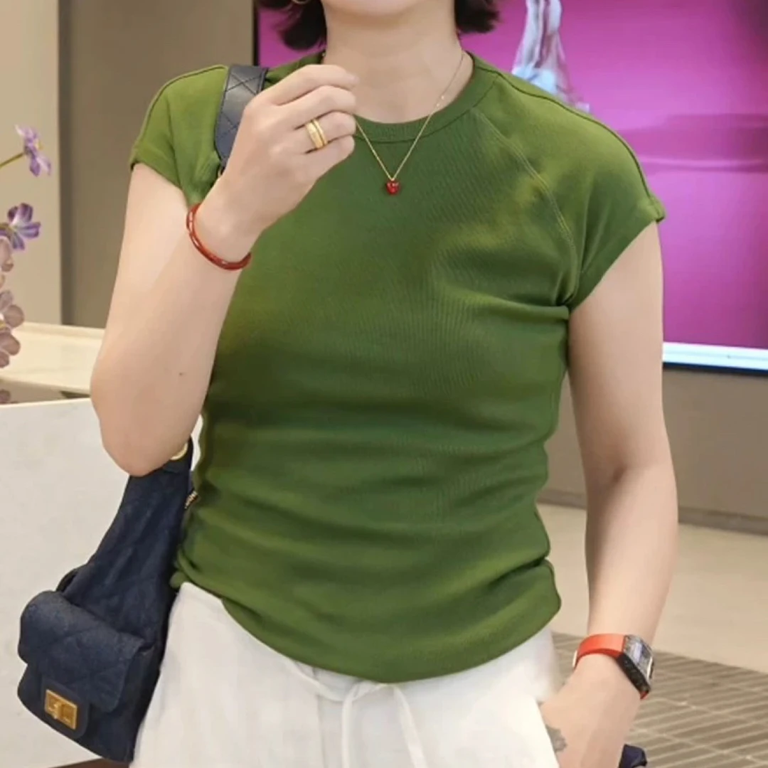 素素家新款时尚【减龄飞飞袖秋款T恤】内搭修身显瘦T恤女圆领打底衫