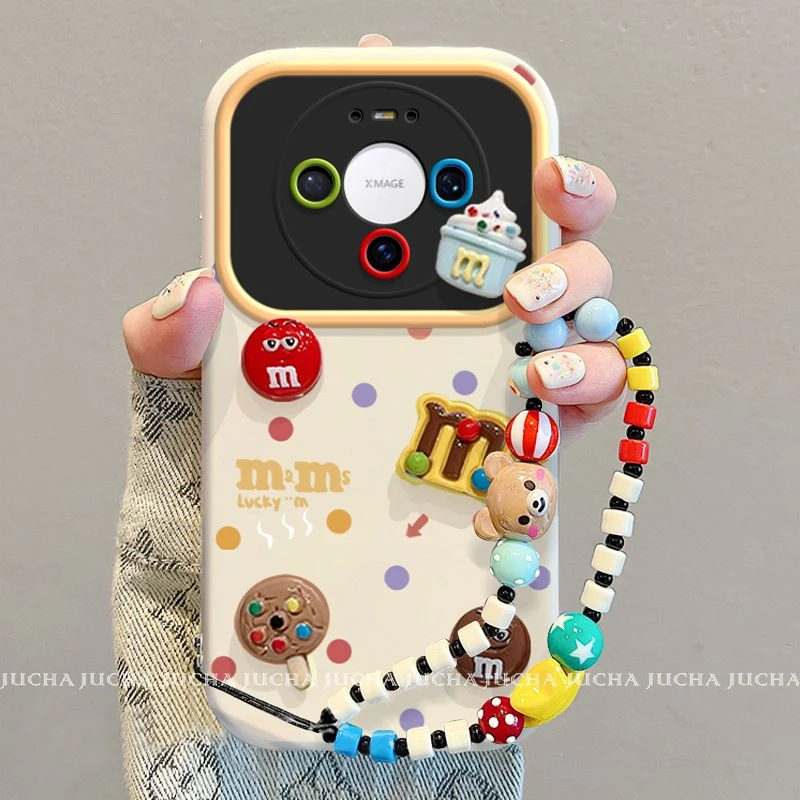 适用m豆饼干华为mate80pro手机壳带挂链小众HUAWEImate80promax硅