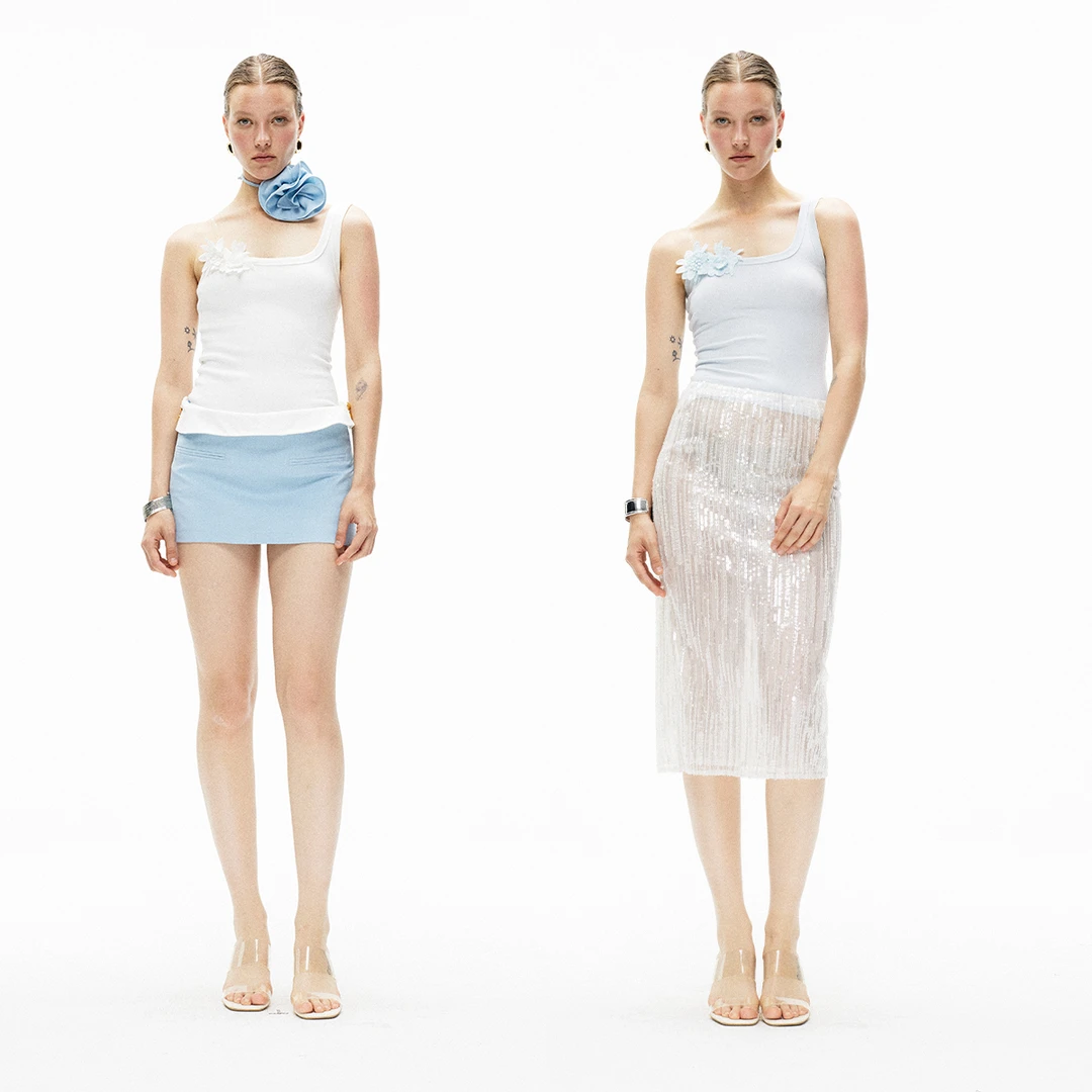 ARTE PURA 单肩花朵弹力背心