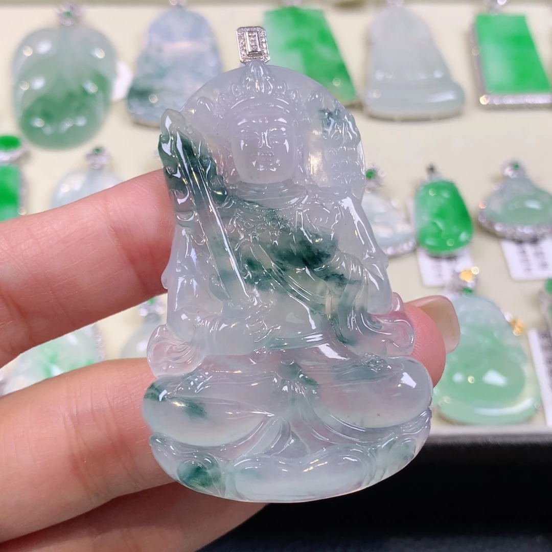 翡翠18K金镶嵌颈饰缅甸天然a货翡翠