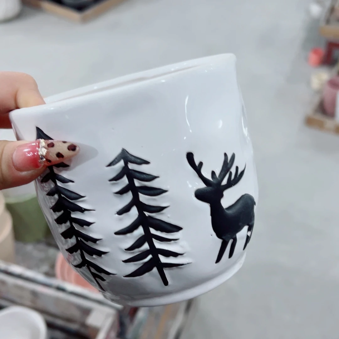 有孔，陶瓷花盆满10米包邮发货