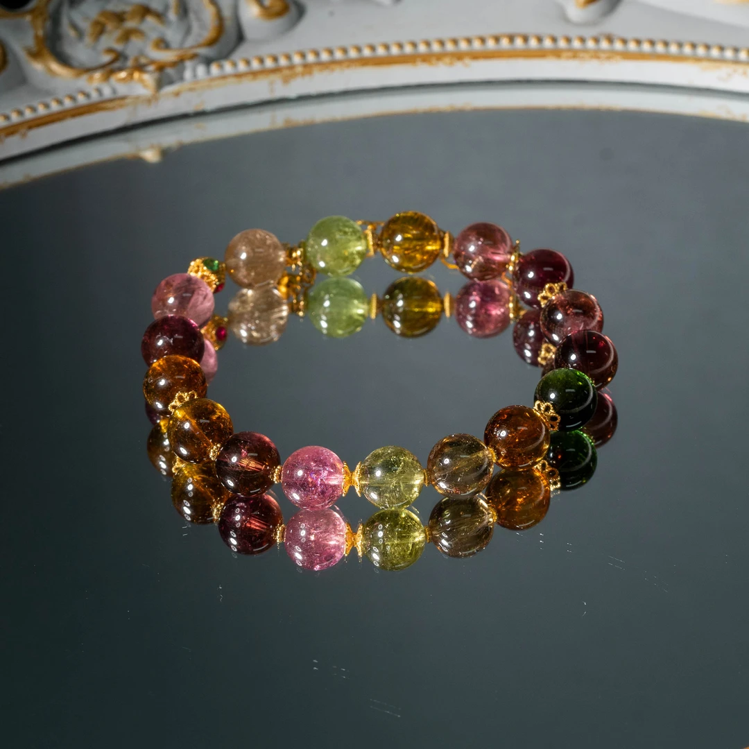 【韵洁珠宝】18K金碧玺DIY手串9mm+/Z0730/多样性发一件