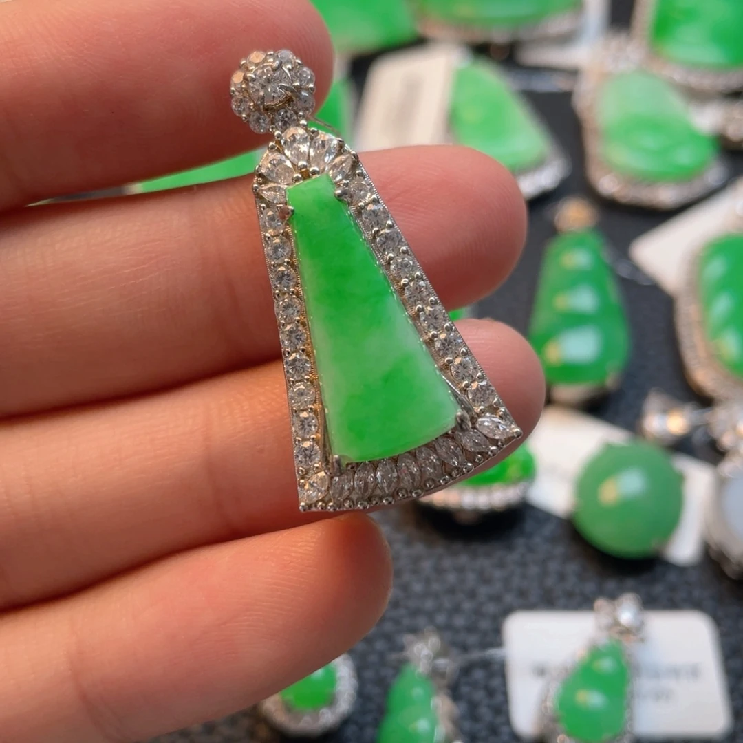 翡翠银S925镶嵌吊坠(不含链)