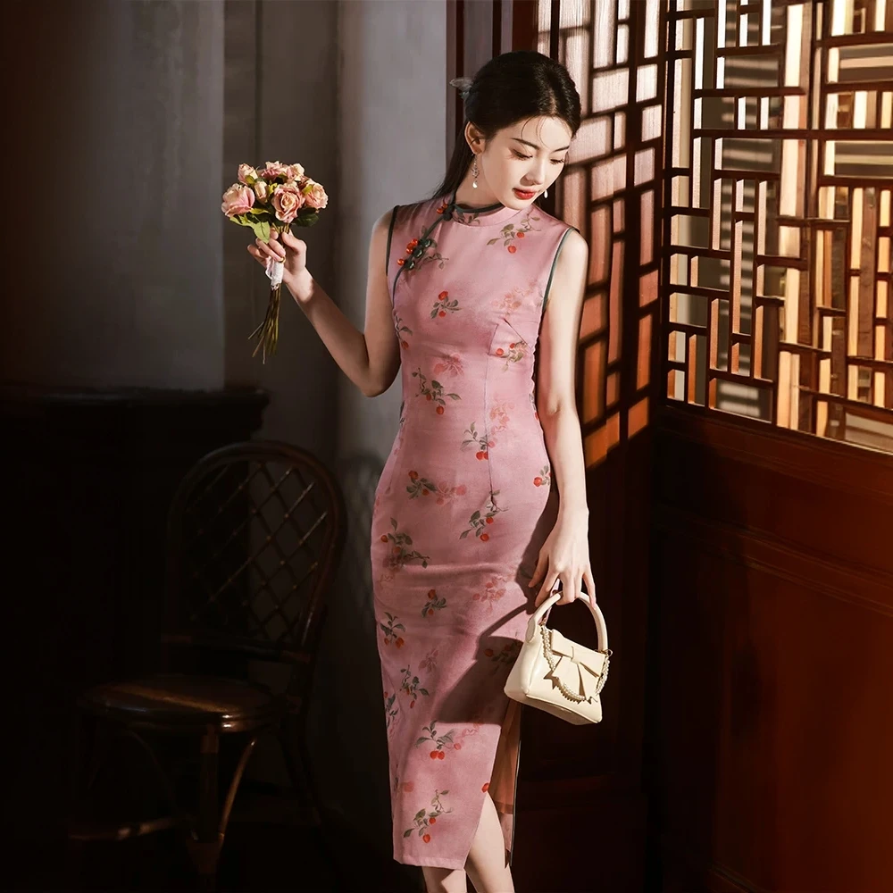 [樱桃]新中式夏季少女气质优雅旗袍小清新日常可穿长款复古网红
