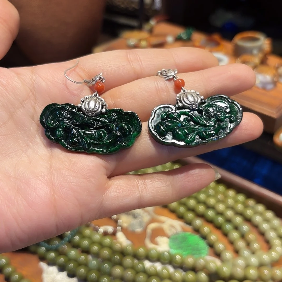翡翠耳饰未镶嵌原创
